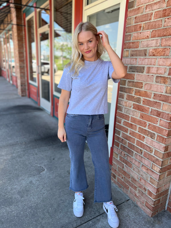 CROPPED BASIC COTTON TEE- 7 COLORS