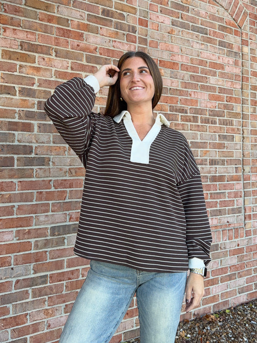 STANDOUT COLLAR STRIPED TOP- 2 COLORS