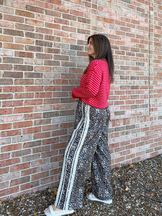 LEOPARD PRINT TRACK PANTS