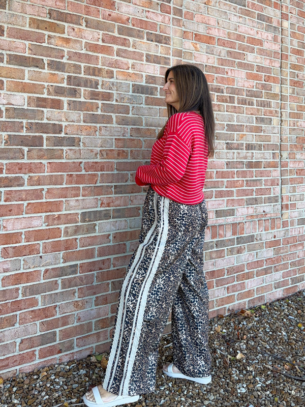LEOPARD PRINT TRACK PANTS