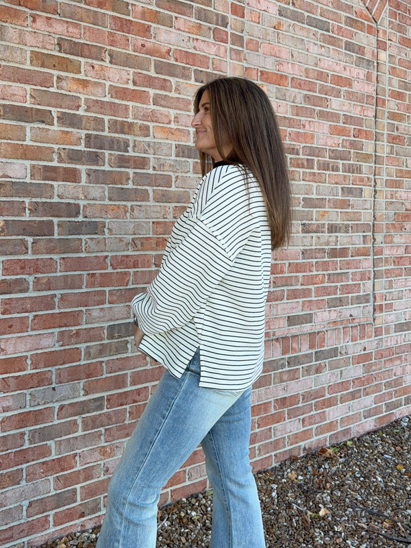 STANDOUT COLLAR STRIPED TOP- 2 COLORS