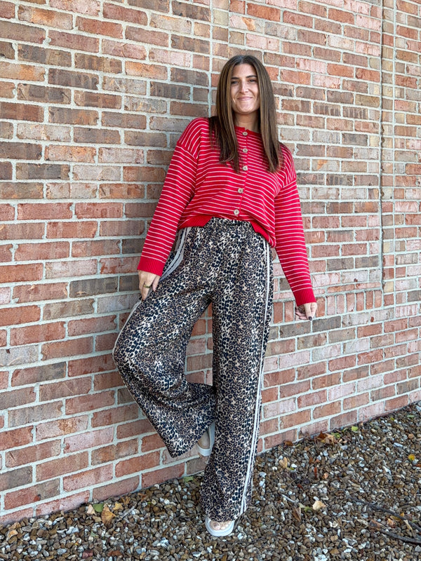 LEOPARD PRINT TRACK PANTS