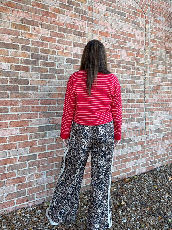 LEOPARD PRINT TRACK PANTS