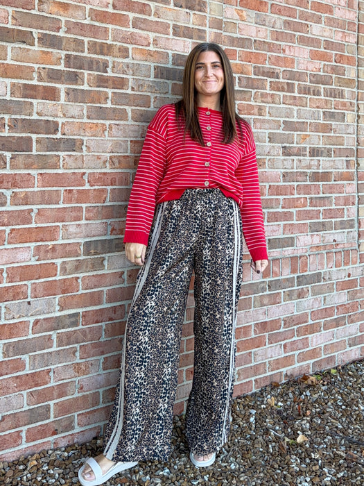 LEOPARD PRINT TRACK PANTS