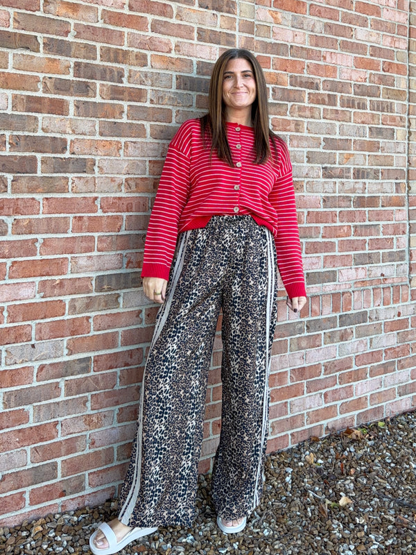 LEOPARD PRINT TRACK PANTS