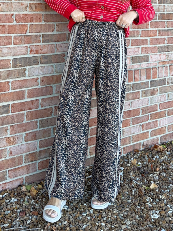 LEOPARD PRINT TRACK PANTS