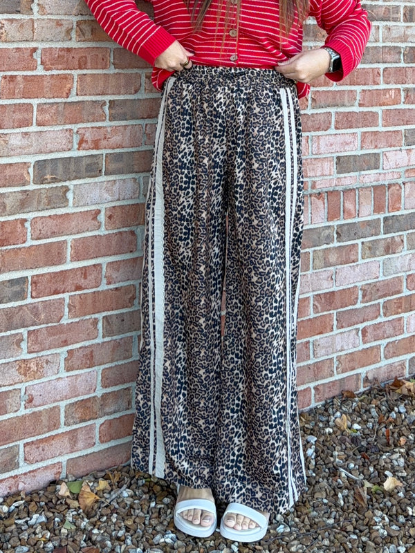 LEOPARD PRINT TRACK PANTS