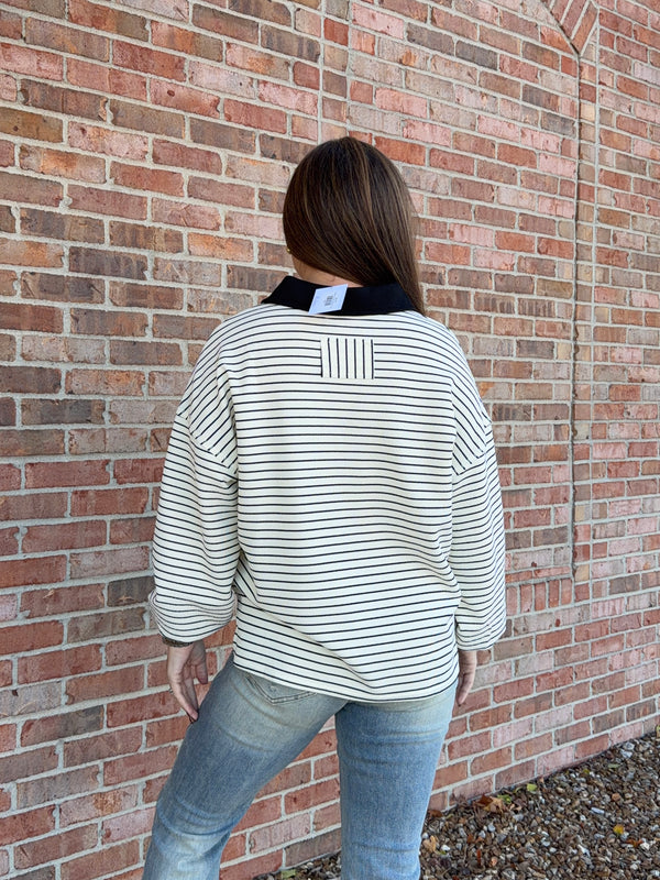 STANDOUT COLLAR STRIPED TOP- 2 COLORS