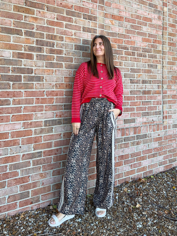 LEOPARD PRINT TRACK PANTS
