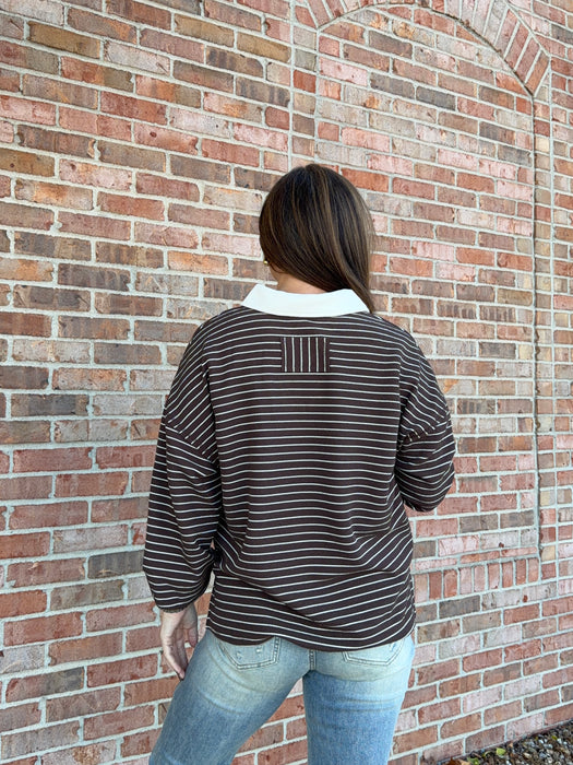 STANDOUT COLLAR STRIPED TOP- 2 COLORS