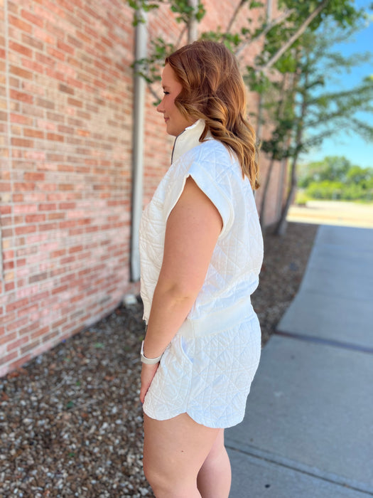 QUILTED ZIP UP TOP- 2 COLORS