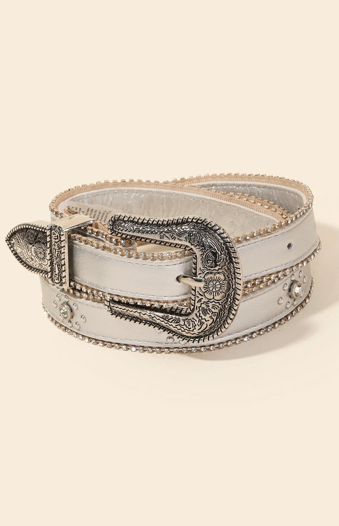 RHINESTONE STUDS THIN BELT – Crave Boutique display picture 1