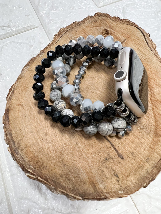 BLACK/GUNMETAL BEADED WATCH BAND