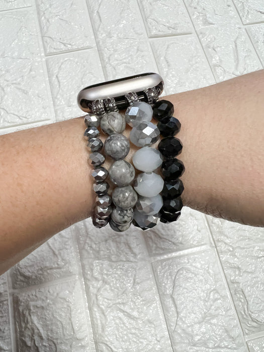 BLACK/GUNMETAL BEADED WATCH BAND