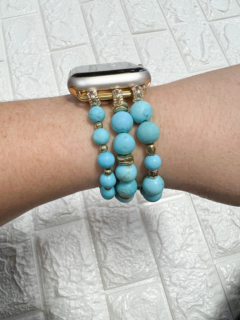 TURQUOISE BEADED WATCH BAND – Crave Boutique display picture 1