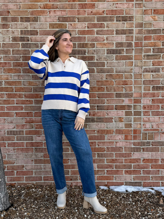COBALT STRIPED SWEATER