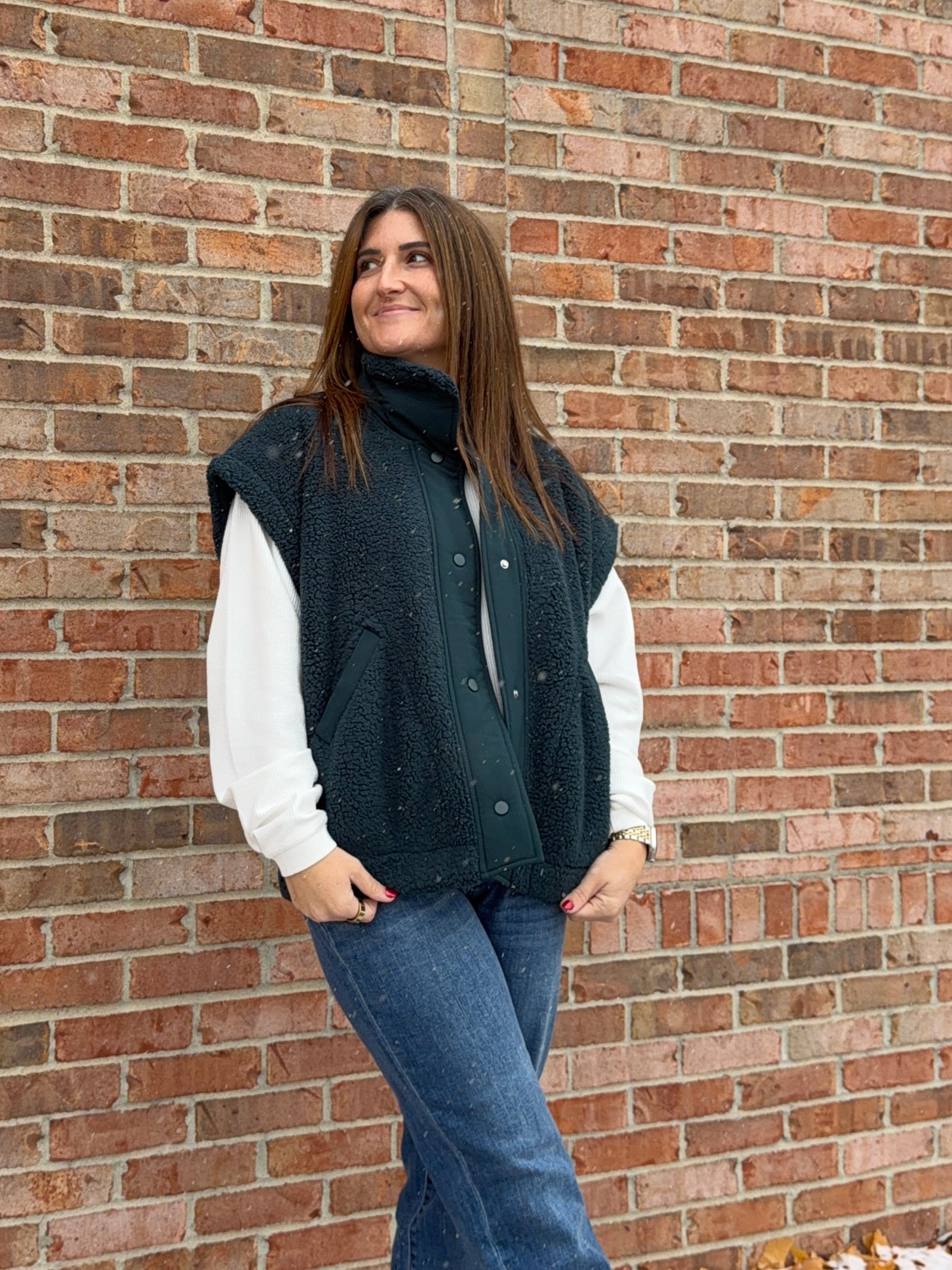 DARK TEAL SHERPA VEST