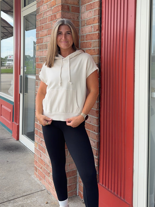 HOODED CAP SLEEVE TOP