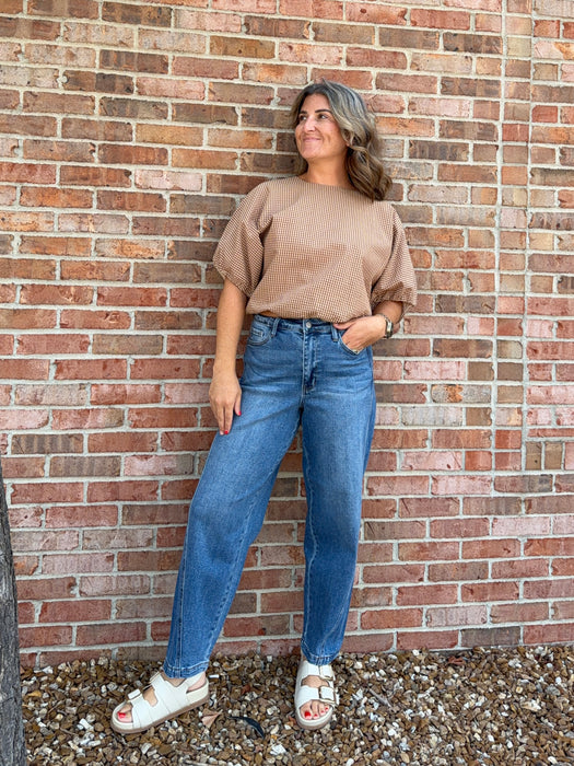 BROWN GINGHAM TOP