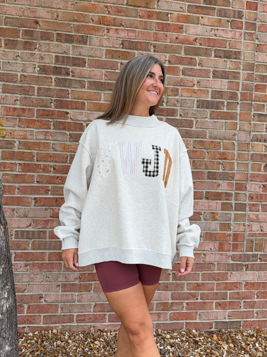 WWJD EMBROIDERED MOCK NECK SWEATSHIRT