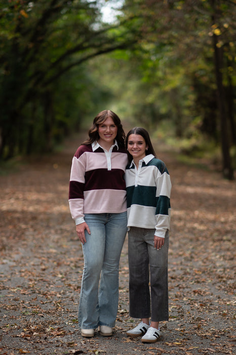 THICK STRIPED POLO TOP- 2 COLORS