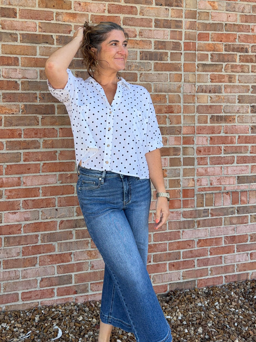 POLKA DOT COLLARED TOP- 3 COLORS