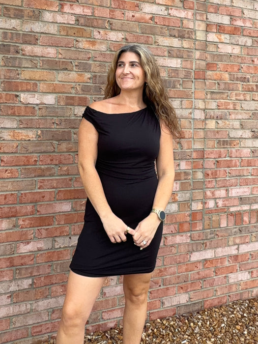 RUCHED SIDE DRESS- 2 COLORS
