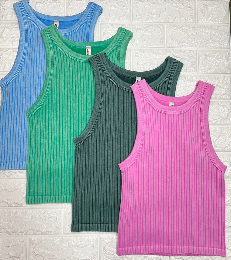 FITTED RIBBED TANK- 4 COLORS
