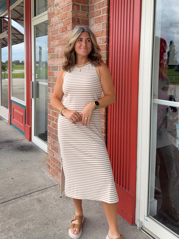 STRIPED MIDI DRESS- 5 COLORS