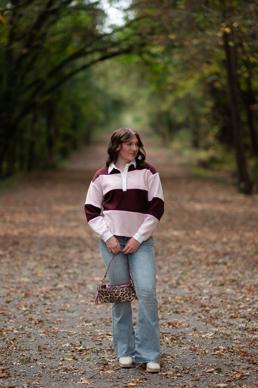 THICK STRIPED POLO TOP- 2 COLORS