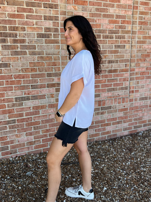 CLASSIC WHITE V NECK BLOUSE