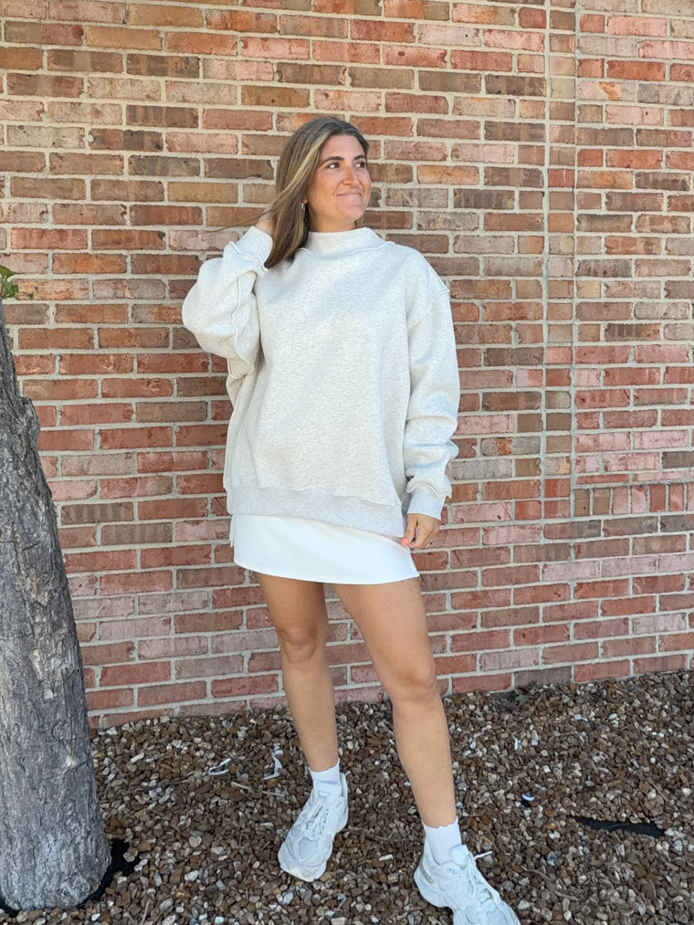 GRAY MOCK NECK SWEATSHIRT