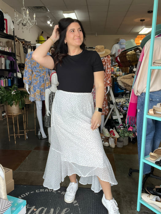 POLKA DOT MIDI SKIRT- 2 COLORS