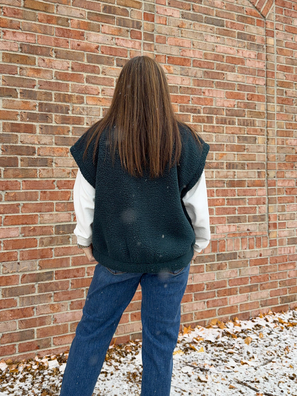 DARK TEAL SHERPA VEST