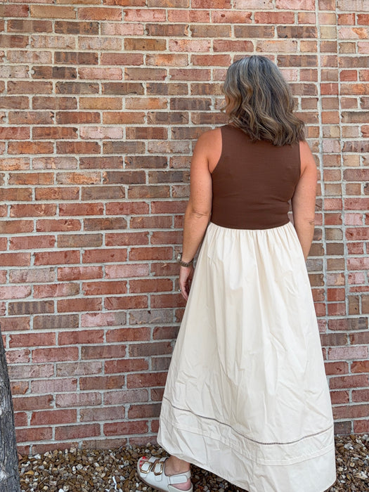 SHADES OF BROWN MIDI DRESS