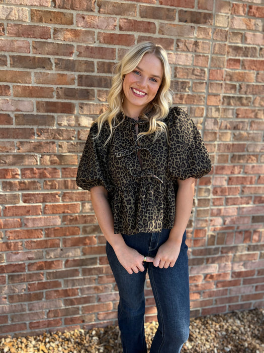 LEOPARD TIE TOP