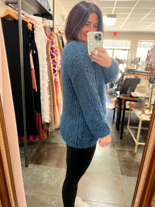 FUZZY BLUE SWEATER