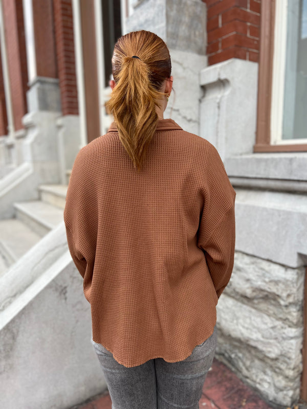 GET THE LOOK WAFFLE KNIT SHACKET- 2 COLORS