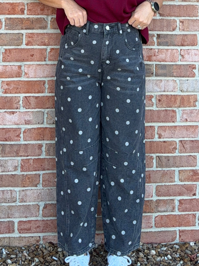 BLACK POLKA DOT JEANS
