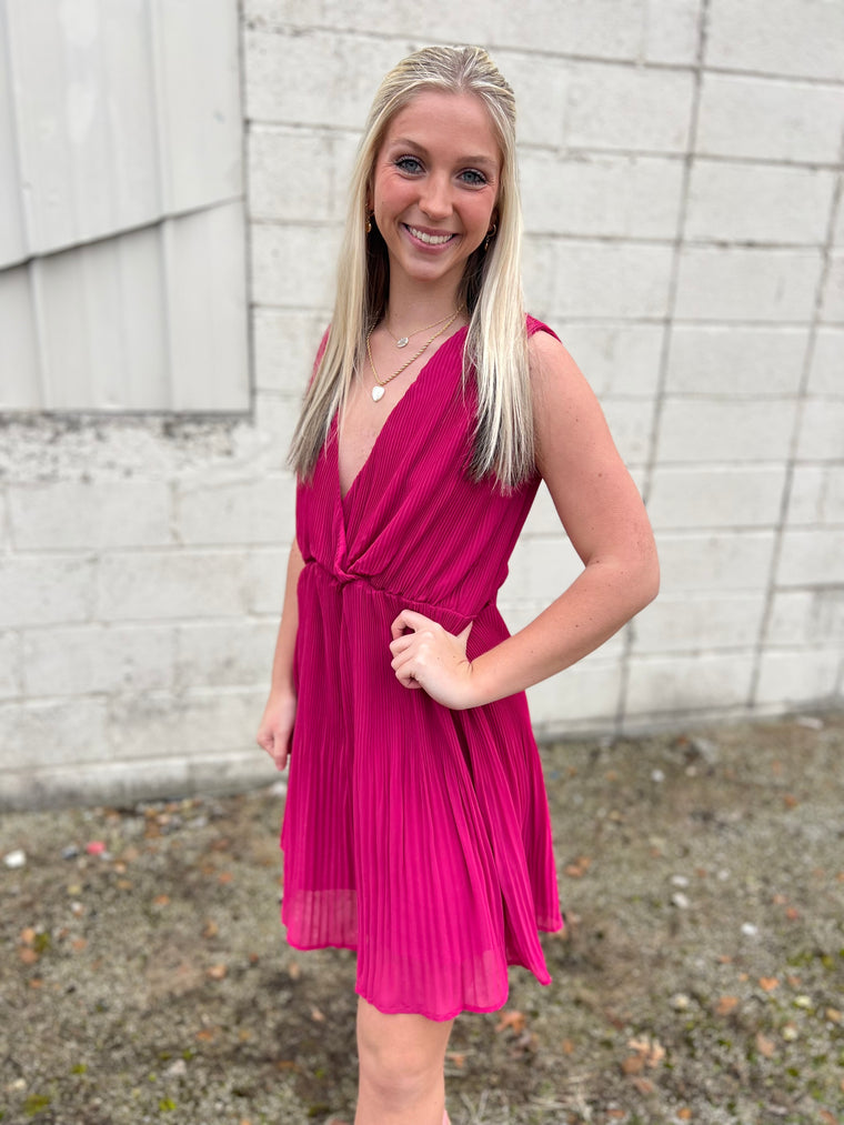 PLEATED MINI DRESS
