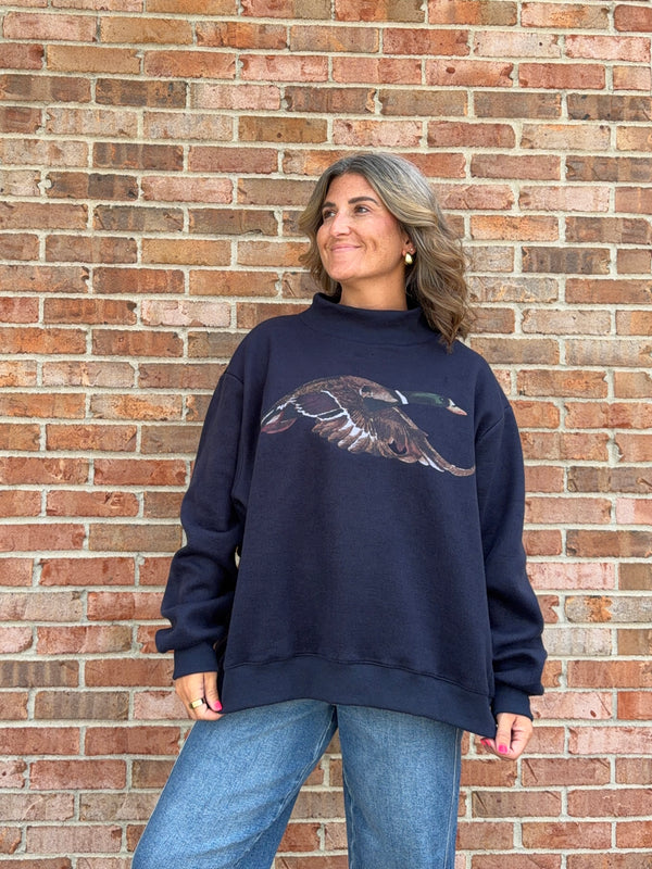 LUCKY DUCK MOCK NECK SWEATSHIRT