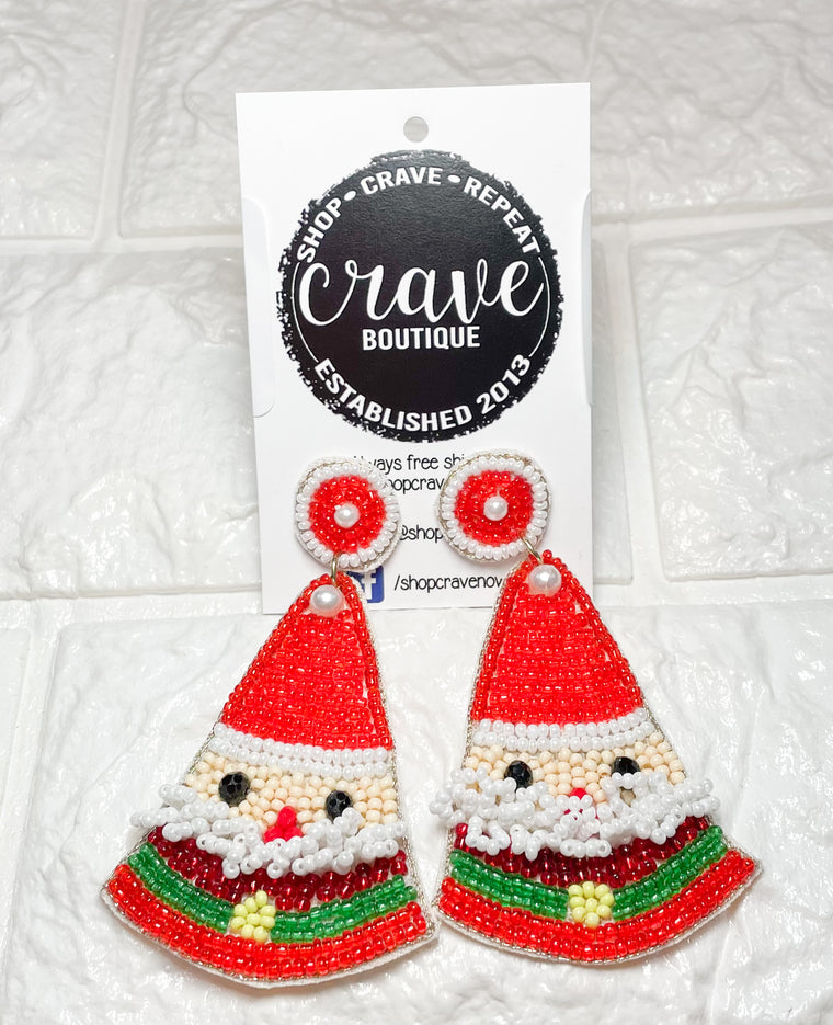 TRIANGLE SANTA BEADED EARRING