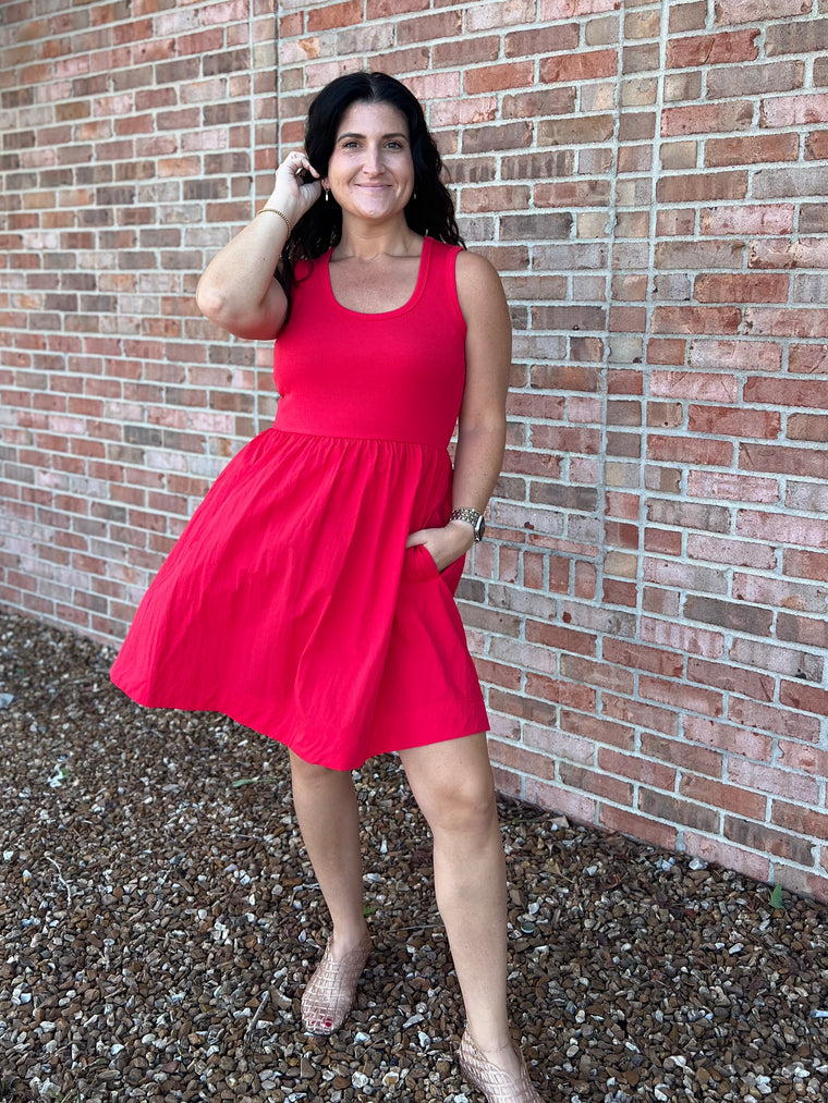 CHERRY RED TANK DRESS