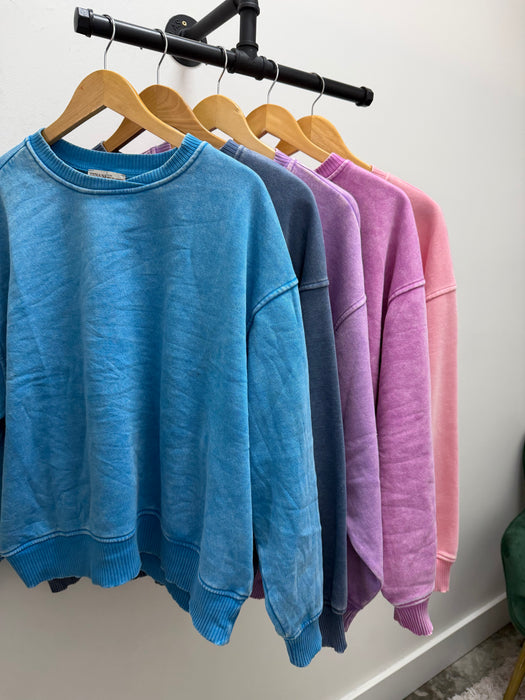 ACID WASH SWEATSHIRT- 5 COLORS