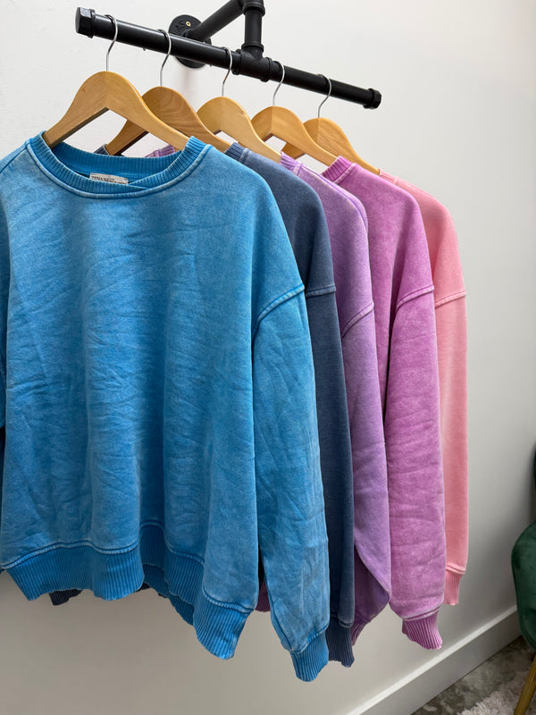 ACID WASH SWEATSHIRT- 5 COLORS
