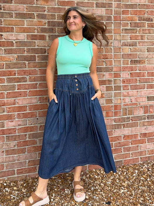 DENIM MAXI SKIRT