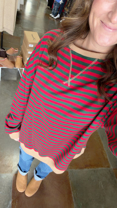OVERSIZED STRIPED TOP- 2 COLORS