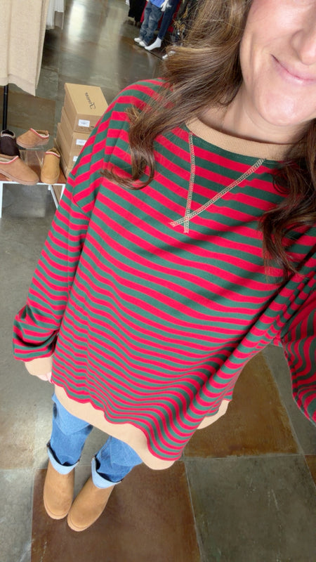 OVERSIZED STRIPED TOP- 2 COLORS