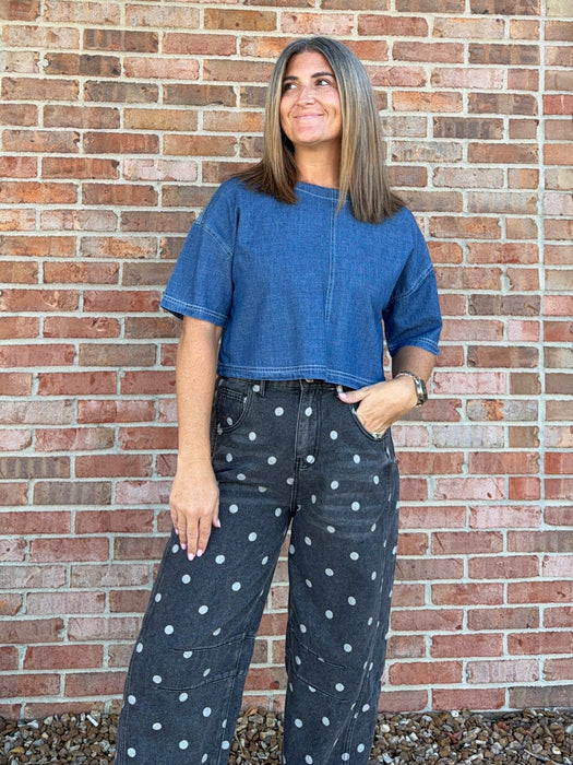 DENIM CROPPED TOP