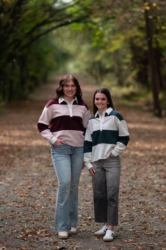 THICK STRIPED POLO TOP- 2 COLORS